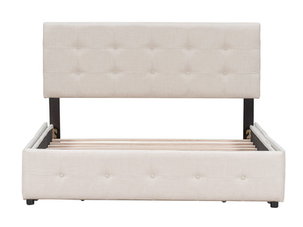 Upholstered Platform Bed With Classic Headboard And Drawers, No Box Spring Needed
