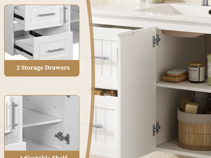 Wall Mounted Bathroom Vanity & Sink, 2 Drawers