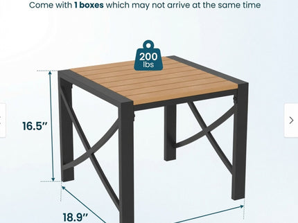 Square Outdoor Patio End Table - Black