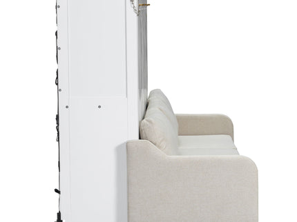 Murphy Cabinet Bed With Folding Sofa, Built In Storage Shelves And LED Light