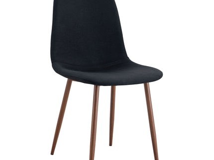 Luxury Simple Chair (Set of 4) Linen Cotton High Resilience Dining Chair With Metal Color Leg - Black / Walnut