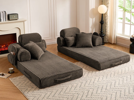 Convertible Sleeper Sofa With & Side Storage Pocket, Foldable Upholstered Couch For Living Room