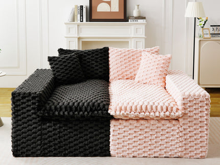 Multifunctional Sofa Pink Black, Fits 4 People