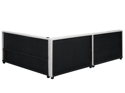 Modern Upholstered Platform Bed With USB Ports And LED Belt