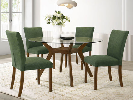 Flynn - Round Glass Top Dining Table - Brown