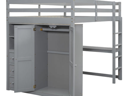 Loft Bed With Built In Wardrobe, Shelves And Drawers