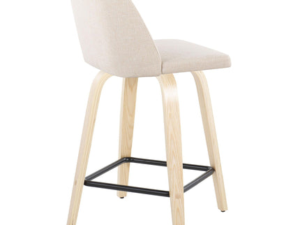 Toriano - Contemporary Modern Design Fixed Height Counter Stool With Swivel With Square Footrest (Set of 2)