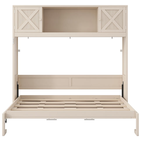 Rustic Casual Murphy Bed With Storage Cabinets