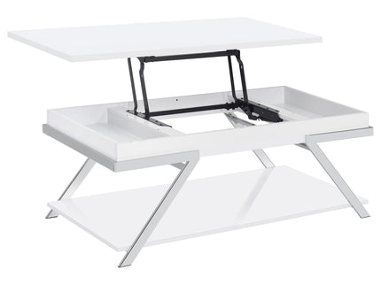 Briana - 2 Piece Coffee And End Table Set With Lift Top Legs - Gloss White