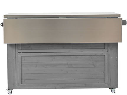 Outdoor Kitchen Island With Stainless Steel Top, Ample Storage Space, Towel And Spice Racks And A Bottle Opener