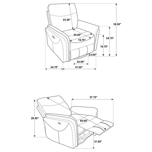 Beacon - Power Swivel Recliner With USB Charging And Adjustable Recline