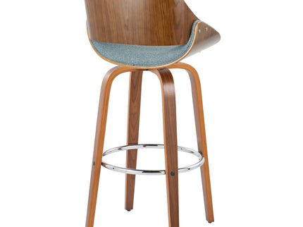 Fabrizzi - Mid Century Modern Fixed Height Barstool With Swivel With Round Footrest (Set of 2)