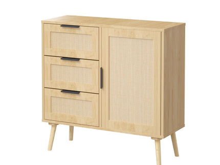 Dresser With Drawers And Adjustable Shelf - Antique Natural / Rattan