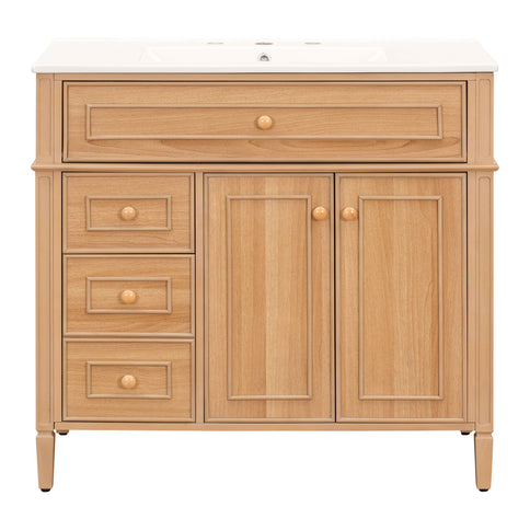 Bathroom Vanity With Sink, 3 Drawers & 2 Doors