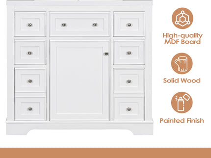Modern Bathroom Vanity With Sink Combo, 6 Drawers And 1 Cabinet