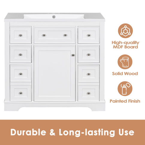 Modern Bathroom Vanity Base Only With 1 Cabinet And 6 Drawers