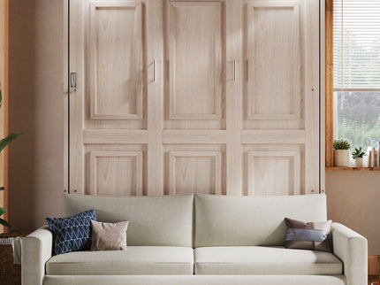 Queen Size Murphy Bed With Sofa And LED - Beige