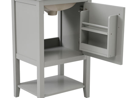Modern Bathroom Vanity With Sink, Soft-Closing Door And Open Shelf