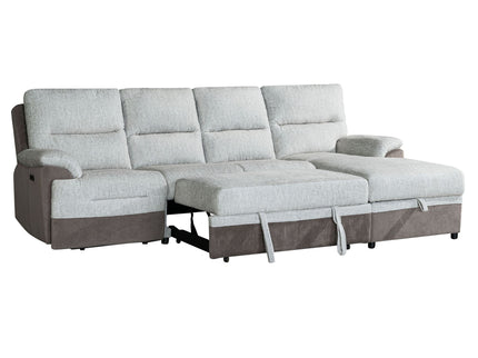 Kia - Sectional With Power And USB - Beige / Brown