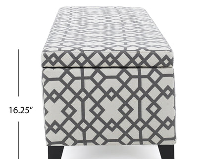 Quotient - Upholstered Storage Ottoman With Tapered Block Feet - Gray / White