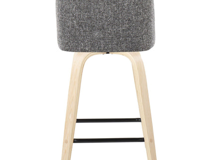 Toriano - Contemporary Modern Design Fixed Height Counter Stool With Swivel With Square Footrest (Set of 2)