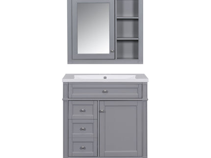 Bathroom Vanity With Medicine Cabinet, Royal Mirror Cabinet, Modern Bathroom Storage Cabinet With 2 Soft Closing Doors And 4 Drawers