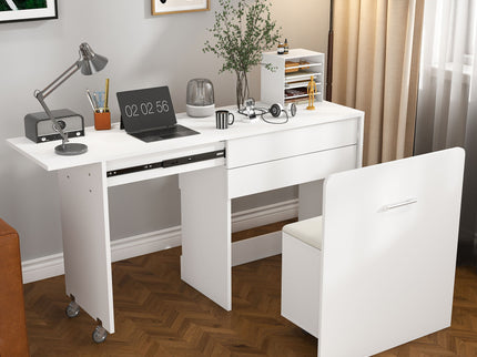 Folding Desk With Mirror And Storage Stol For Bedroom