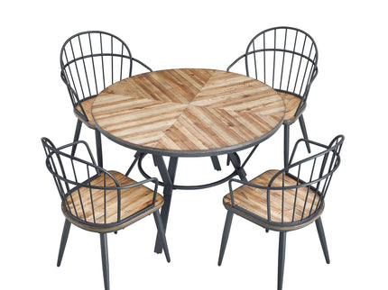 Contemporary Indoor Dining Set With Metal Legs, Birch, And Metal - Black / Natural