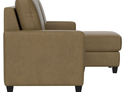 2 Piece Sofa With Chaise, Comfortable Seating For 3, Tapered Feet, USB Charging Console - Brown