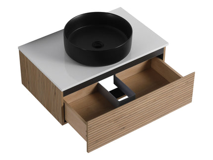Wall Mounted Bathroom Vanity With Art Sink & 1 Soft Close Drawer