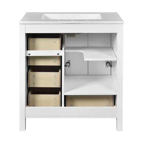 Retro Style Bathroom Vanity With Sink, Storage Cabinet