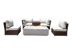 Dark Brown / 4 Pc. Sofa, 2 Armless Chairs, Fire Pit