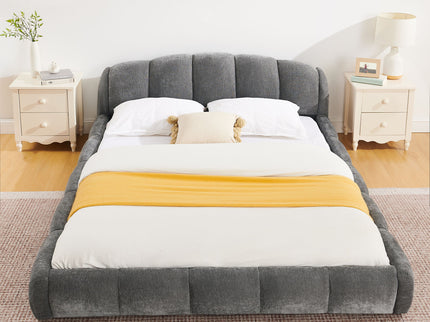 Upholstered Platform Bed Frame, Low Profile Floor Bed, No Box Spring Required
