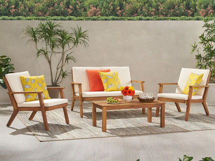 Avacyn - Outdoor Acacia Wood 4 Seater Chat Set With Cushions