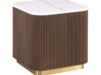 3 Piece Table Set (Rectangle Cocktail Table And Two Square End Tables) - Brown / Gold / White