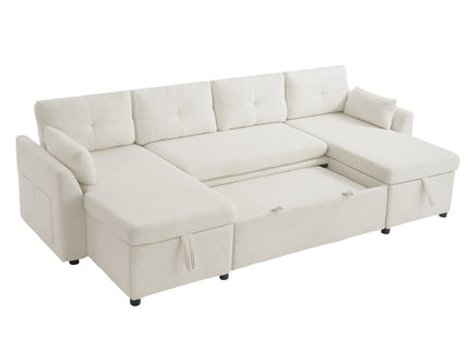 U-Shaped Sectional Sofa Bed With Storage And USB Ports