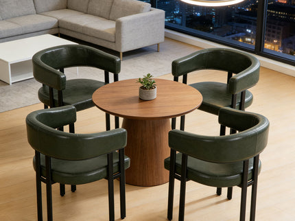 Modern Dining Upholstered Barrel Chair With Curved Back And Armrests