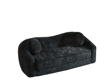 Curved Convertible Sofa, 2 In 1 Frameless Folding Sofa Bed With Pull Out Base And Deep Seat