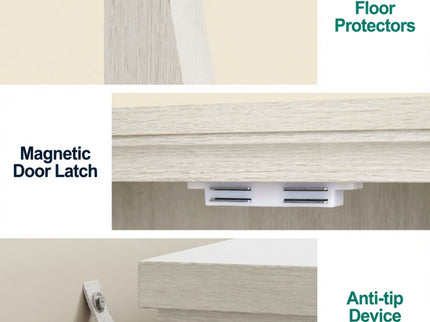 2 Door Buffet Cabinet With Adjustable Shelves - Matte White / Grayish