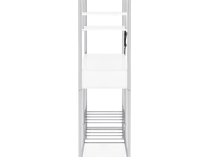 Draper - 5 Shelf LED Wine Cabinet With Pull Out Drawer - Gloss White