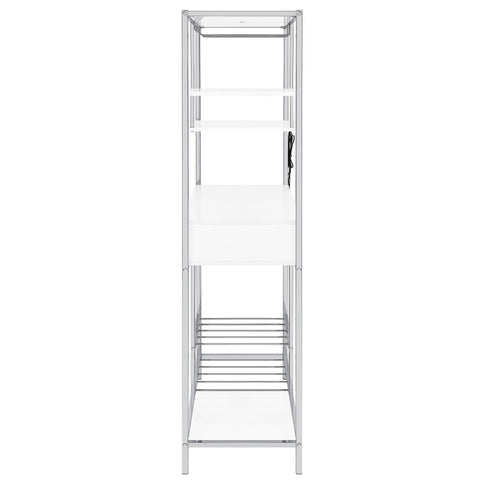 Draper - 5 Shelf LED Wine Cabinet With Pull Out Drawer - Gloss White