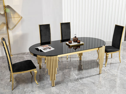 Oval Dining Table With Glass Top And Stainless Steel Base