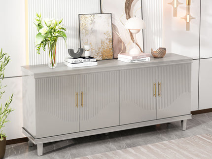 4 Door Cabinet With Adjustable Shelves, Large Storage For Living Room - Champagne