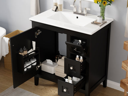 Modern Bathroom Vanity With Sink, 3 Drawer Storage Cabinet