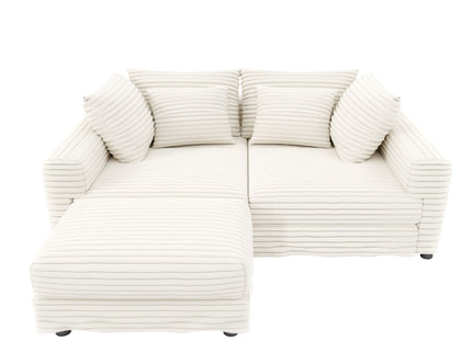 4 Seat Sofa With Soft Pillows And Movable Ottoman