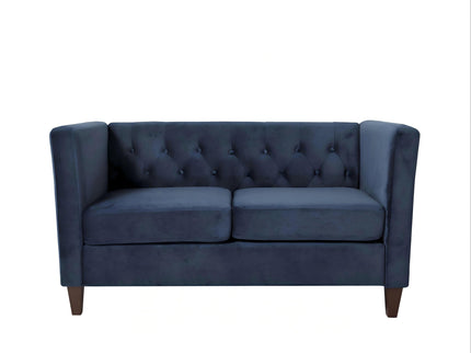 Button Tufted Loveseat, 2 Seater With Square Arm Couch For Living Room