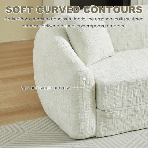 Curved Convertible Sofa, 2 In 1 Fold Out Bed With Pull Out Base And Deep Seat
