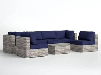 Seating Set With Cushions Handcrafted Wicker Design