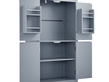Elegant Bathroom Floor Storage Cabinet With 4 Doors, Adjustable Shelves