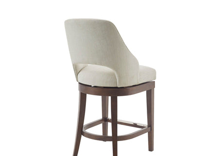 Counter Stool With Swivel Seat, Upholstery And Solid Wood Legs - Cream